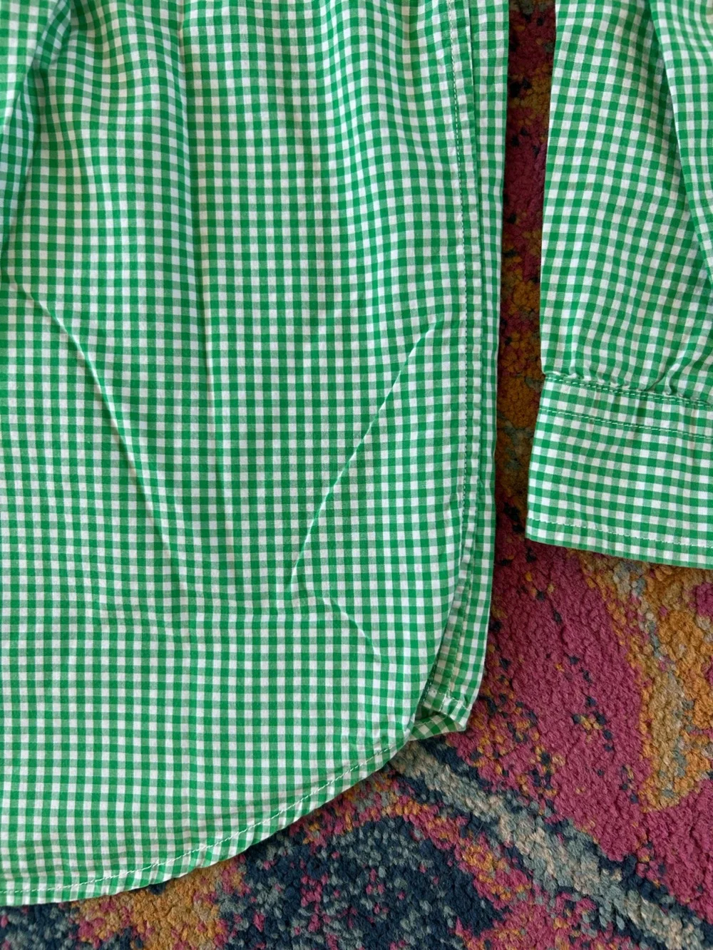 Ralph Lauren | Boys Green/White Gingham Long Sleeve Button Up Oxford Shirt Sz 7